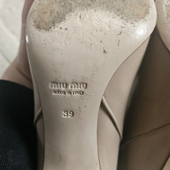 SOLD MIU MIU Heel Ankle Boots size 8 US / 39EUR Beige  Nude - Picture 13 of 16